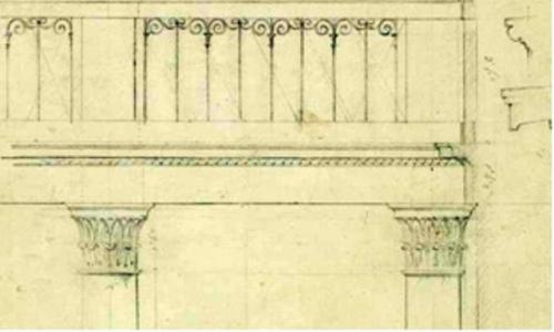  Coudray, Entwurf für das Gesellschaftshaus in Eisenberg, 1821, (Detail), KSW, Graphische Sammlung